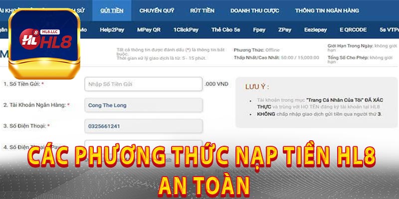 Các Phương Thức Nạp Tiền HL8 An Toàn